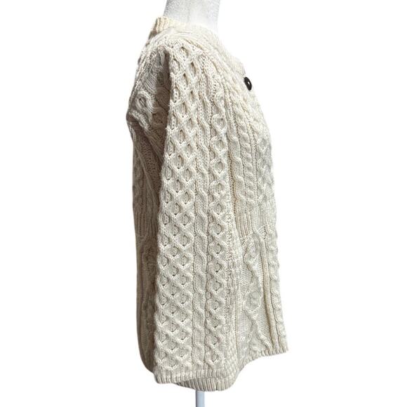 Carrig Donn Irish Cardigan Sweater 100% Merino Wool Cream Size Medium Estimate - Picture 3 of 4